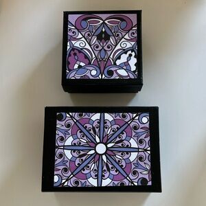 Duo of Purple and Black Decoupage Boxes